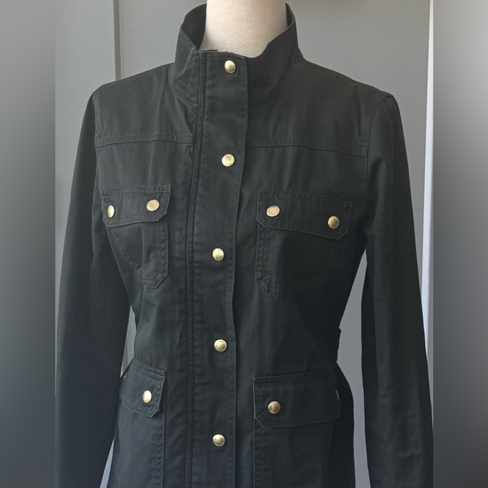 J. Crew Factory Olive Resin Coated Utility Jacket - Picture 5 of 12
